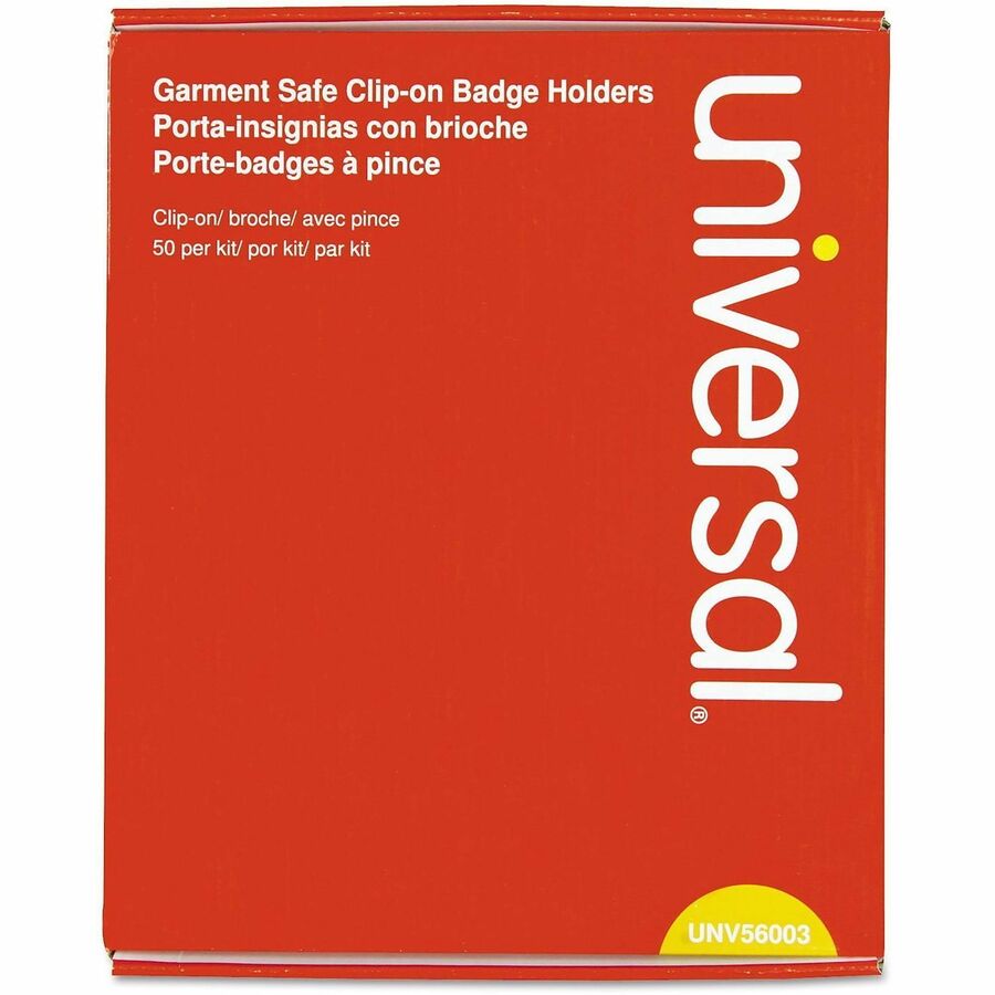 Universal Name Badge Holder - Horizontal - Plastic - Clear - 50 / Box
