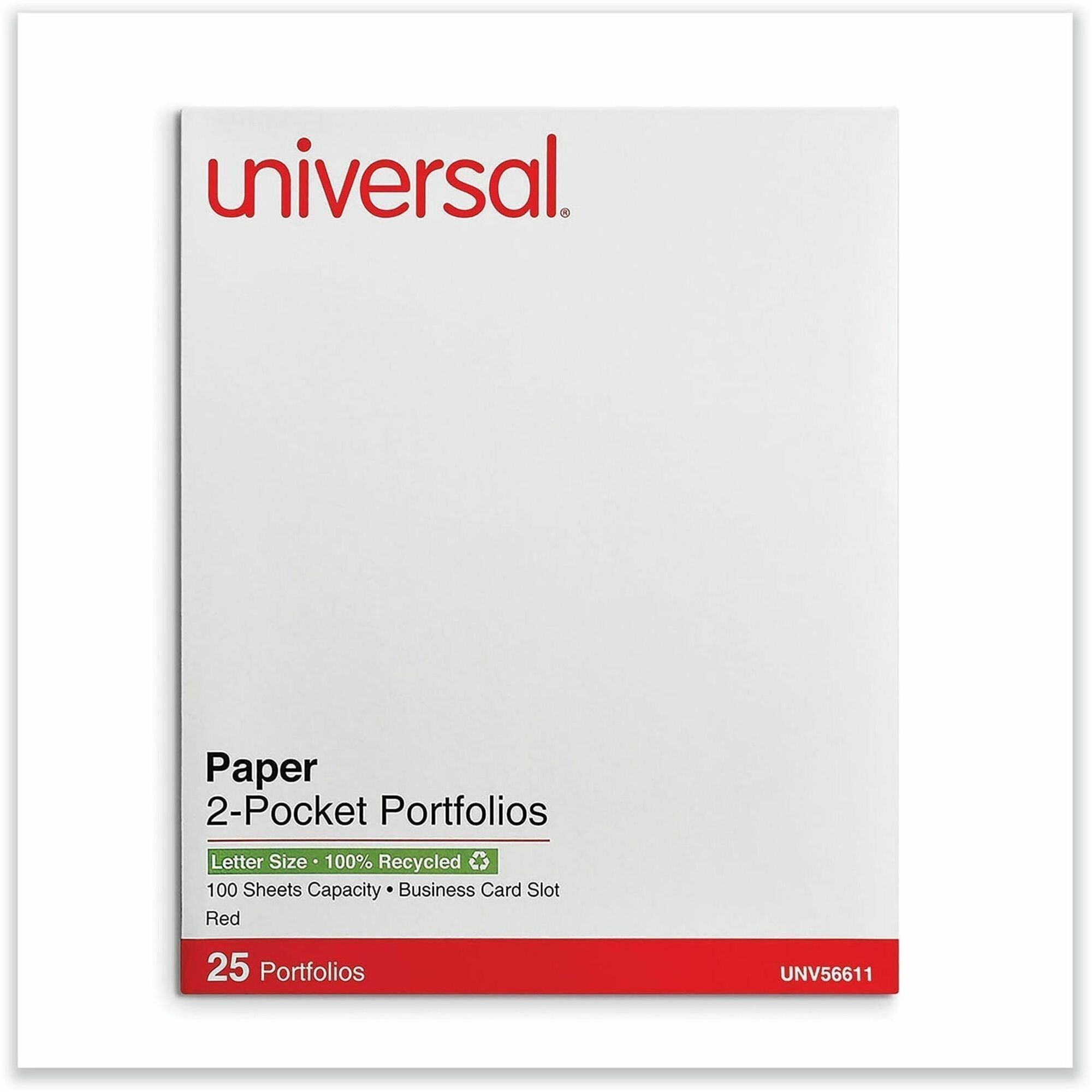 Universal Pocket Folder - 11" x 8 1/2" - 2 Inside Front & Back Pocket(s) - 25 Box