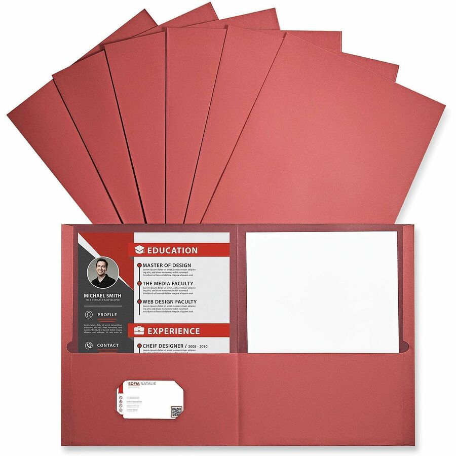 Universal Pocket Folder - 11" x 8 1/2" - 2 Inside Front & Back Pocket(s) - 25 Box