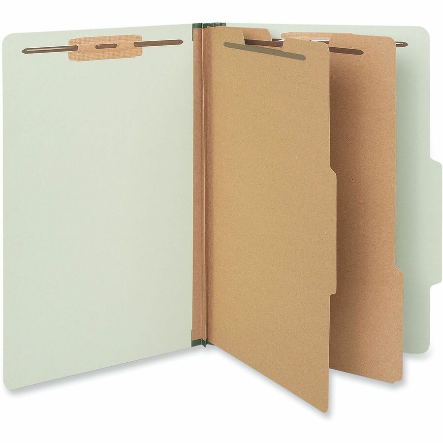 Universal 2/5 Tab Cut Legal Classification Folder - 8 1/2" x 14" - 2" Expansion - 6 Fastener(s) - 2" Fastener Capacity - Top Tab Location - Right of Center Tab Position - 2 Divider(s) - Green - 10 Box