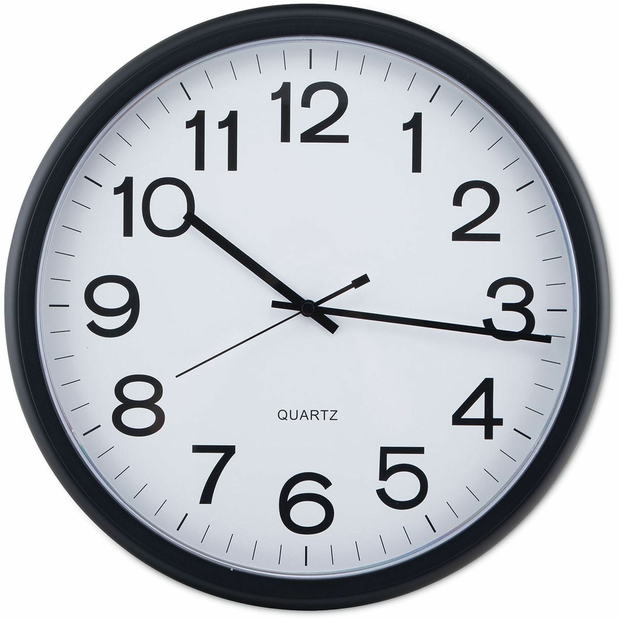 Universal Wall Clock - Analog - Quartz - White Main Dial - Black Case - Plastic
