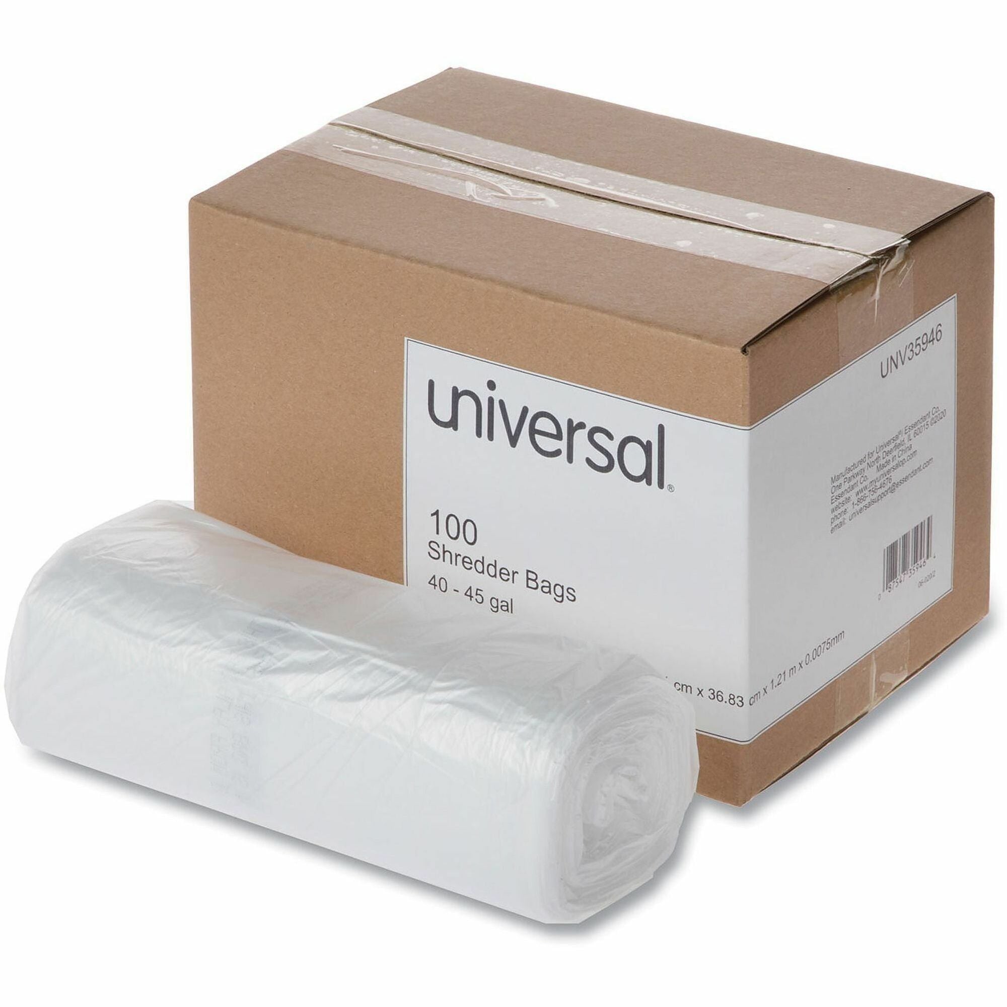 Universal Shredder Bag - 45 gal - 48" Height x 26" Width x 18" Depth - High-density Polyethylene (HDPE) Resin - Clear - 100 / Box