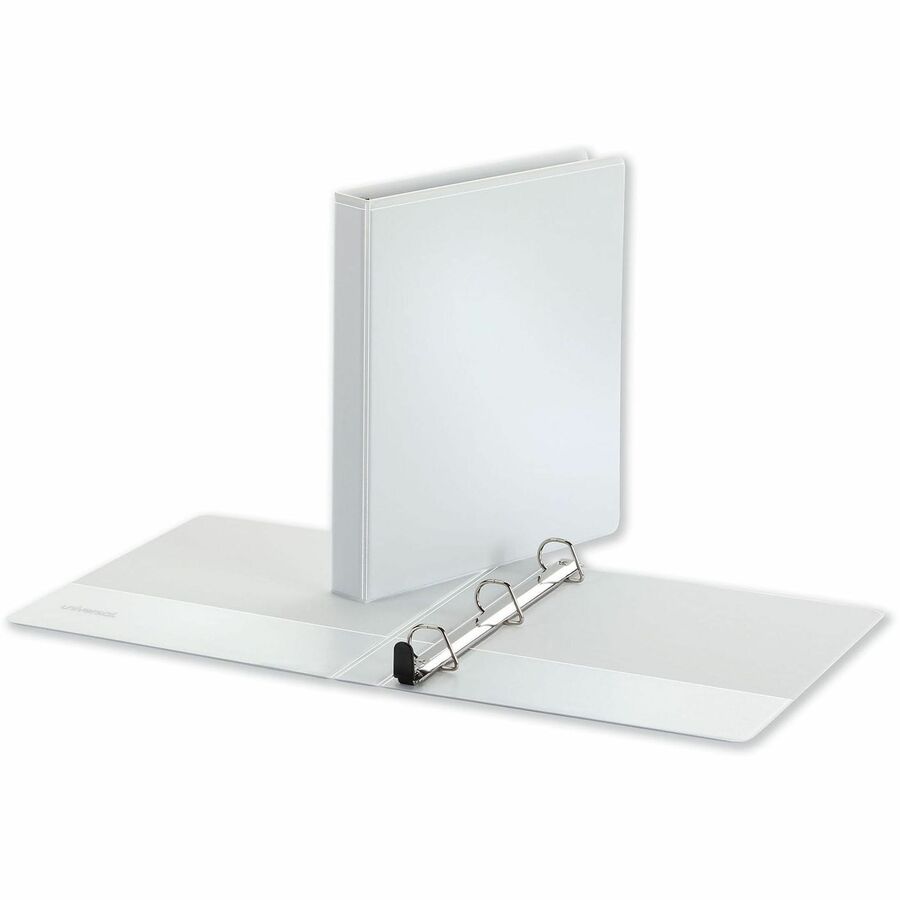 Universal Deluxe Easy-to-Open D-Ring View Binder, 3 Rings, 1" Capacity, 11 x 8.5, White - 1" Binder Capacity - Letter - 8 1/2" x 11" Sheet Size - 250 Sheet Capacity - 3 Ring(s) - Fastener(s): Ring - Pocket(s): 2, Inside Front & Back - Polypropylene - W...