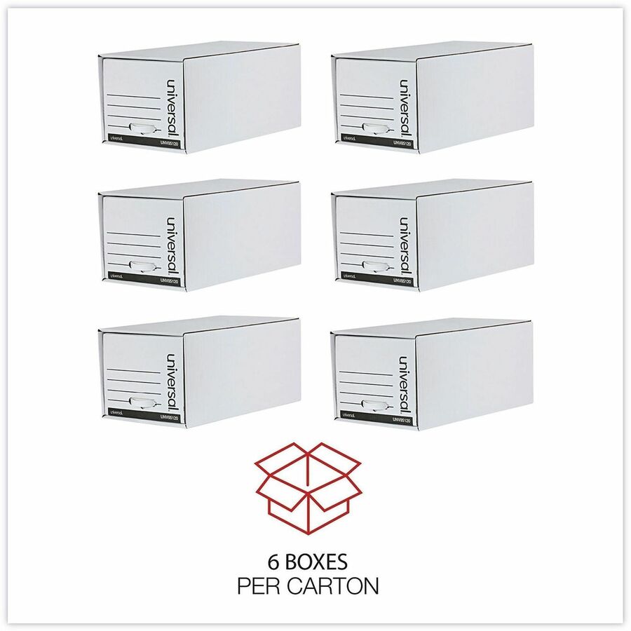 Universal Economy Storage Drawer Files, Letter Files, White, 6/Carton - Internal Dimensions: 12.50" Width x 23.25" Depth x 10.75" Height - Media Size Supported: Letter - Medium Duty - Corrugated Fiberboard - White - For Box File - 6 / Carton