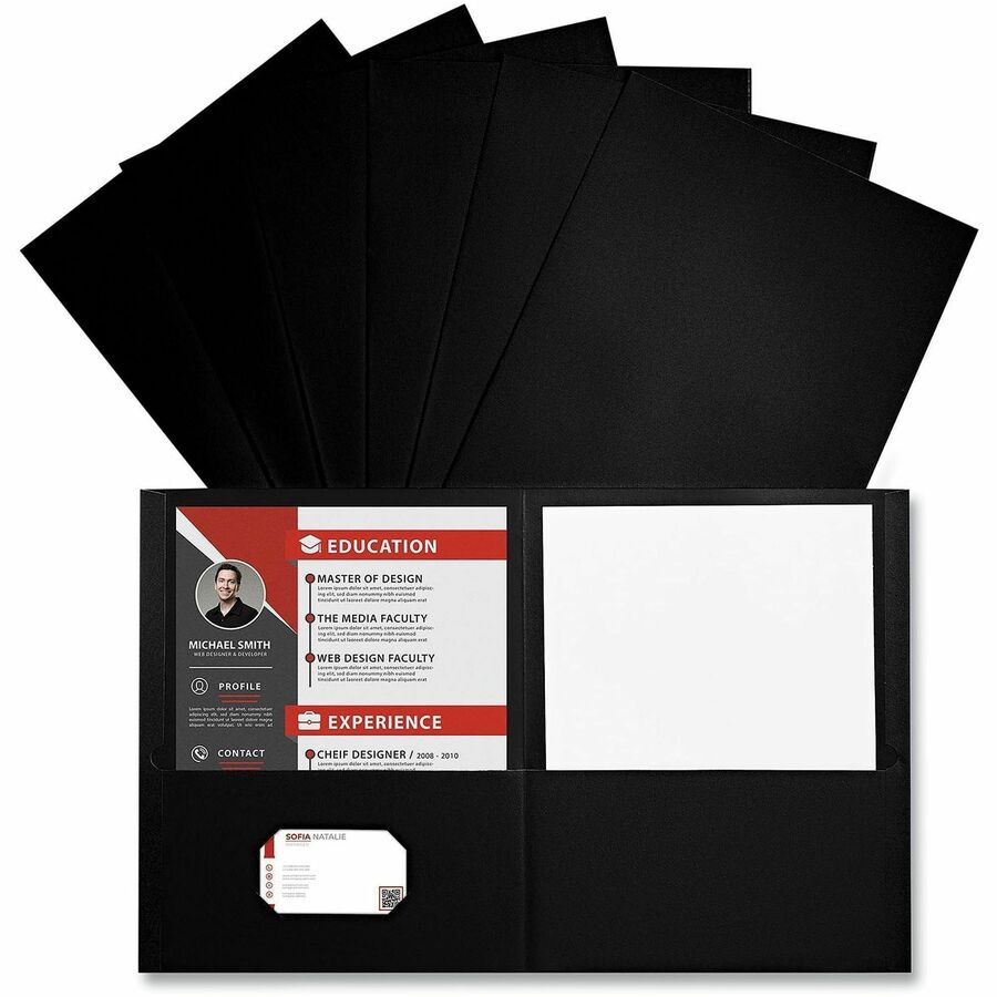 Universal Pocket Folder - 11" x 8 1/2" - 2 Inside Front & Back Pocket(s) - 25 Box