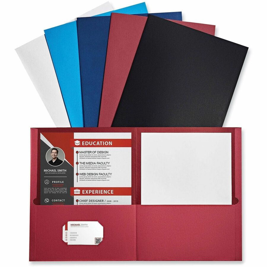 Universal Pocket Folder - 11" x 8 1/2" - 2 Inside Front & Back Pocket(s) - Assorted - 25 Box