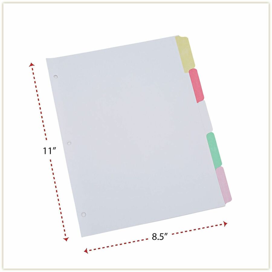 Universal Deluxe Write-On/Erasable Tab Index, 5-Tab, 11 x 8.5, White, Assorted Tabs, 1 Set - 5 Write-on Side Tab(s) - 5 Tab(s)/Set - Letter - 8.50" Width x 11" Length - 3 Hole Punched - White Paper Divider - Assorted Paper Tab(s) - Recycled - Customiza...