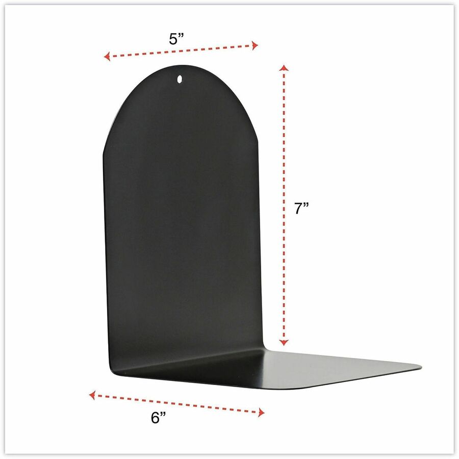 Universal Magnetic Bookends, Magnetic Base, 6 x 5 x 7, Metal, Black, Pair - 7" Height x 6" Width x 5" Depth - Magnetic - Black - Metal - 1 Pair