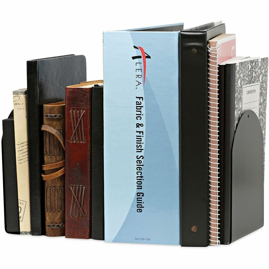 Universal Magnetic Bookends, Magnetic Base, 6 x 5 x 7, Metal, Black, Pair - 7" Height x 6" Width x 5" Depth - Magnetic - Black - Metal - 1 Pair