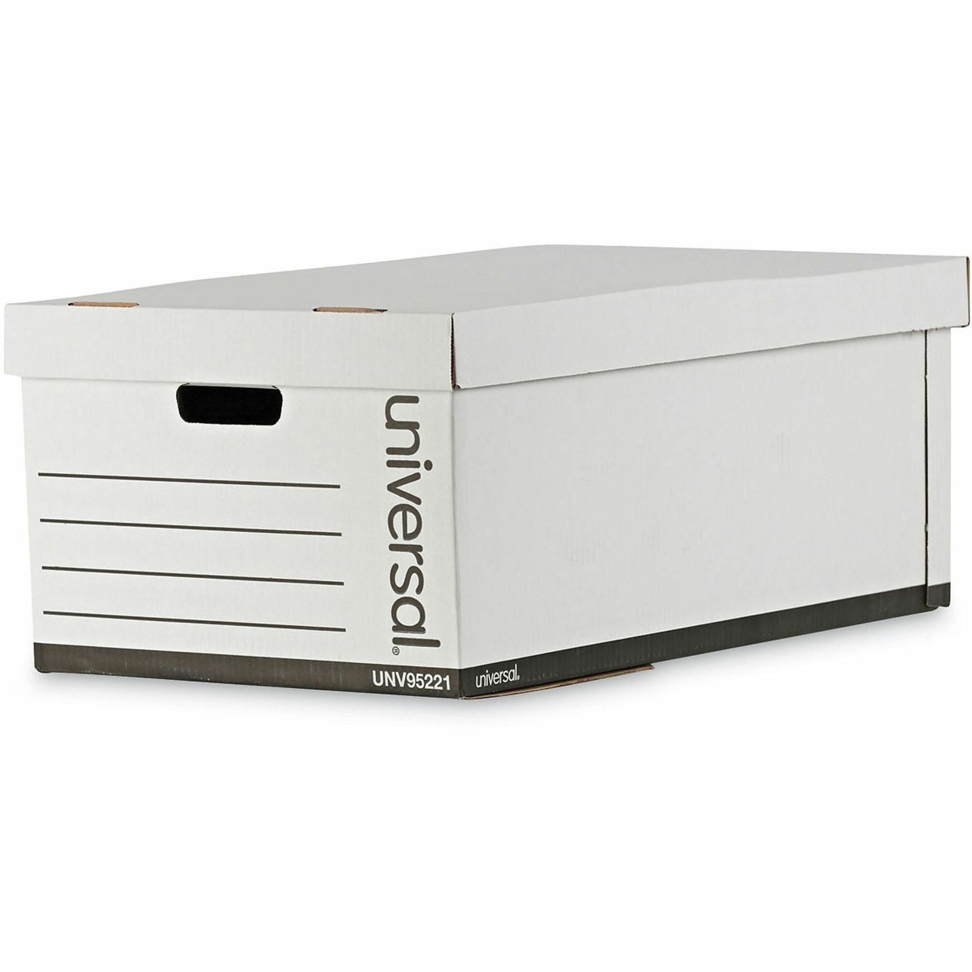 Universal Medium-Duty Easy Assembly Storage Box, Legal Files, White, 12/Carton - Internal Dimensions: 15.13" Width x 24" Depth x 10.25" Height - Media Size Supported: Legal - Lift-off Closure - Medium Duty - Stackable - Corrugated Fiberboard - White - ...