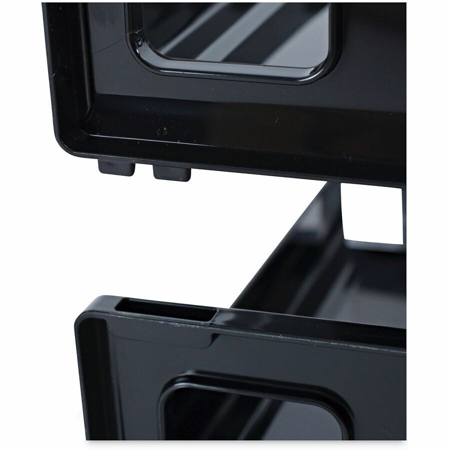 Universal Desk Tray - 2 Compartment(s) - 2.75" Height x 16.25" Width x 9" Depth - Black - Plastic - 2 Pack