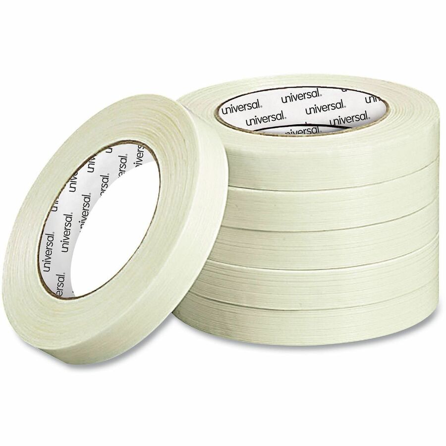 Universal 190# Medium Grade Filament Tape, 3" Core, 18 mm x 54.8 m, Clear - 59.93 yd Length x 0.71" Width x 6.2 mil Thickness - 3" Core - Clear - Synthetic Rubber - Plastic Backing - 1 Roll