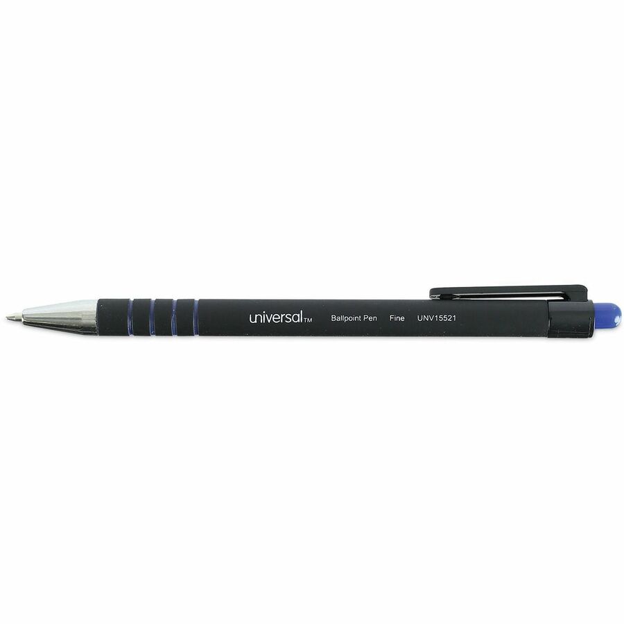 Universal Ballpoint Pen, Retractable, Fine 0.7 mm, Blue Ink, Blue Barrel, Dozen - 0.7 mm Fine Conical Pen Point - Retractable - Blue Ink - Blue Barrel - 1 Dozen