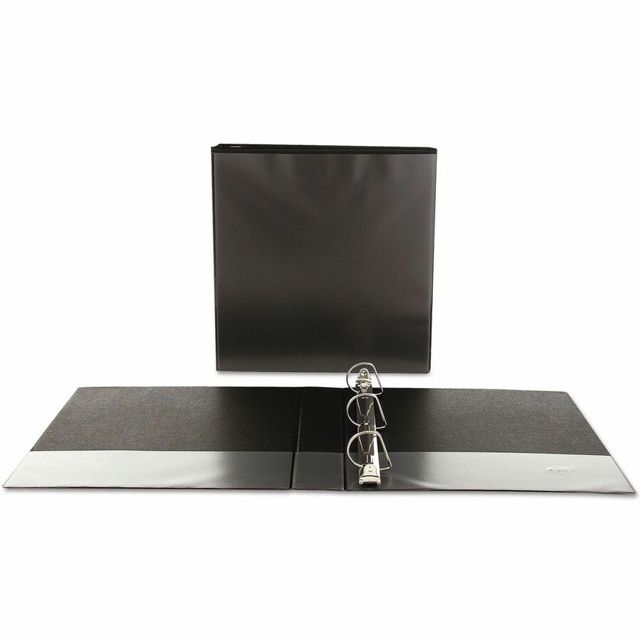 Universal Slant D-Ring View Binder, 3 Rings, 1.5" Capacity, 11 x 8.5, Black - 1 1/2" Binder Capacity - Letter - 8 1/2" x 11" Sheet Size - 375 Sheet Capacity - 3 Ring(s) - Fastener(s): Ring - Pocket(s): 2, Inside Front & Back - Polypropylene - Black - N...