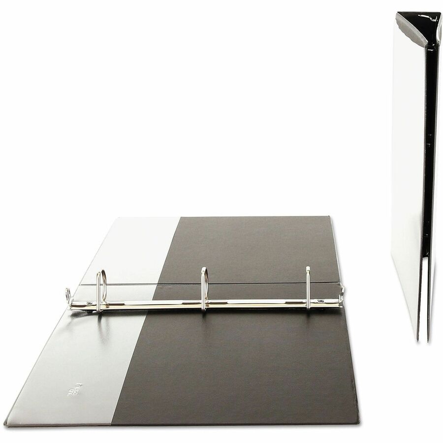 Universal Slant D-Ring View Binder, 3 Rings, 1.5" Capacity, 11 x 8.5, Black - 1 1/2" Binder Capacity - Letter - 8 1/2" x 11" Sheet Size - 375 Sheet Capacity - 3 Ring(s) - Fastener(s): Ring - Pocket(s): 2, Inside Front & Back - Polypropylene - Black - N...