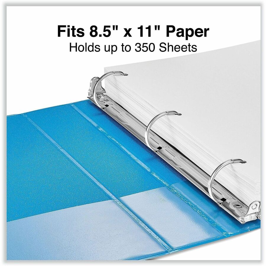 Universal Slant D-Ring View Binder, 3 Rings, 1.5" Capacity, 11 x 8.5, Light Blue - 1 1/2" Binder Capacity - Letter - 8 1/2" x 11" Sheet Size - 350 Sheet Capacity - 3 Ring(s) - Fastener(s): Ring - Pocket(s): 2, Inside Front & Back - Polypropylene - Ligh...