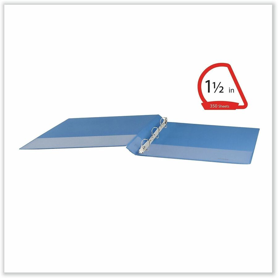 Universal Slant D-Ring View Binder, 3 Rings, 1.5" Capacity, 11 x 8.5, Light Blue - 1 1/2" Binder Capacity - Letter - 8 1/2" x 11" Sheet Size - 350 Sheet Capacity - 3 Ring(s) - Fastener(s): Ring - Pocket(s): 2, Inside Front & Back - Polypropylene - Ligh...