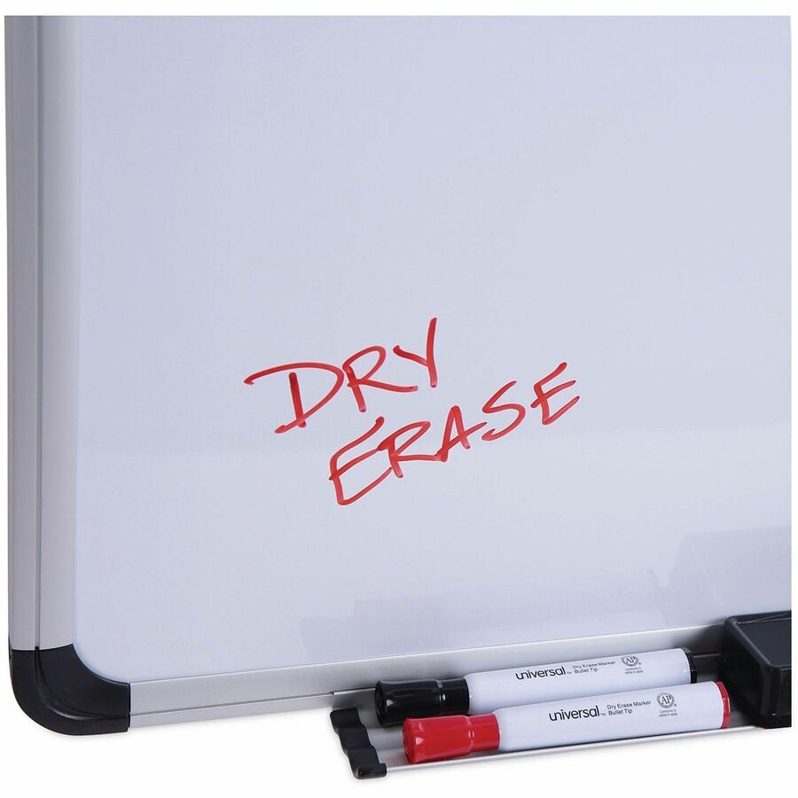 Universal Dry Erase Board - 24" (2 ft) Width x 18" (1.5 ft) Height - White Steel Surface - Satin Aluminum Frame - Magnetic - 1 Each