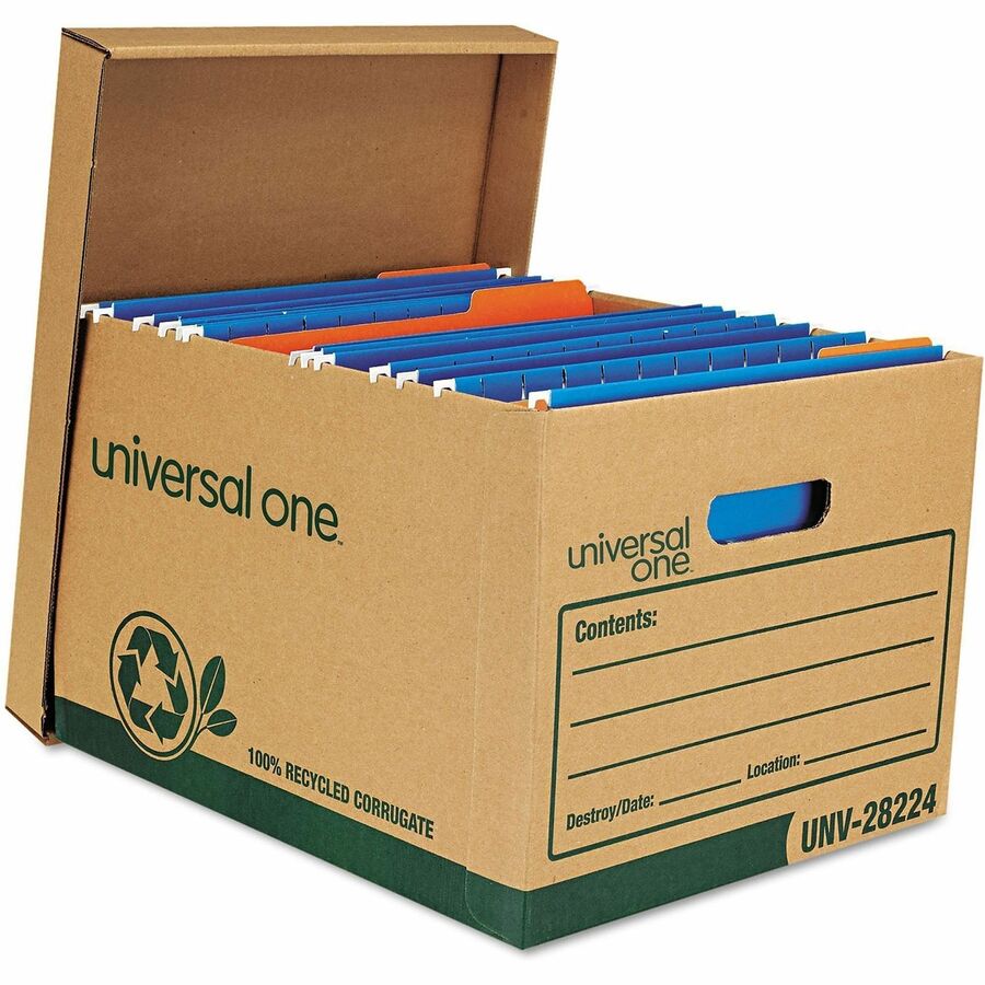 Universal Storage Case - Internal Dimensions: 12" Width x 15" Depth x 10.25" Height - Media Size Supported: Letter, Legal - Lift-off Closure - Heavy Duty - Stackable - Corrugated Fiberboard - Kraft, Green - For Box File - 12 / Carton