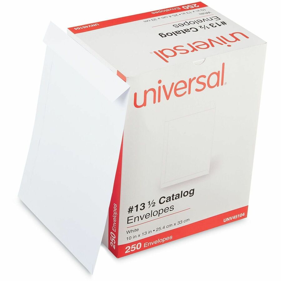Universal Envelope - Catalog - #13 1/2 - 24 lb - Gummed - White - Paper Stock - 250 / Box