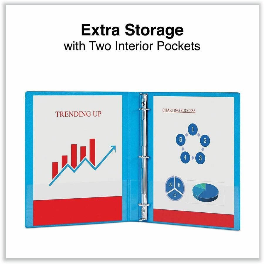 Universal Slant D-Ring View Binder, 3 Rings, 0.5" Capacity, 11 x 8.5, Light Blue - 1/2" Binder Capacity - Letter - 8 1/2" x 11" Sheet Size - 120 Sheet Capacity - 3 Ring(s) - Fastener(s): Ring - Pocket(s): 2, Inside Front & Back - Polypropylene - Light ...