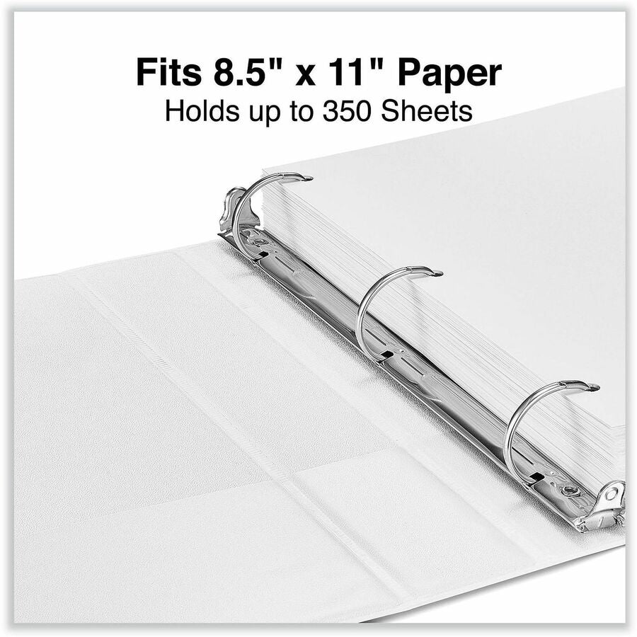Universal Slant D-Ring View Binder, 3 Rings, 1.5" Capacity, 11 x 8.5, White - 1 1/2" Binder Capacity - Letter - 8 1/2" x 11" Sheet Size - 375 Sheet Capacity - 3 Ring(s) - Fastener(s): Ring - Pocket(s): 2, Inside Front & Back - Polypropylene - White - N...