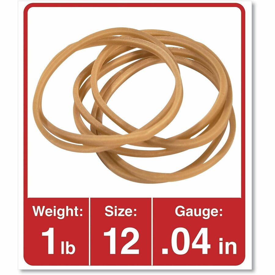 Universal Rubber Bands, Size 12, 0.04" Gauge, Beige, 1 lb Box, 2,500/Pack - Size: #12 - 1.8" Length x 0.1" Width - 6 lb/in - Rubber - Beige - 2500 / Pack