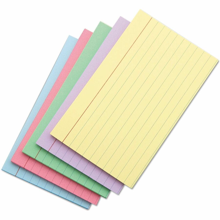 Universal Index Cards, Ruled, 4 x 6, Assorted, 100/Pack - 4" Width x 6" LengthRecycled - Ruled - 100 / Pack