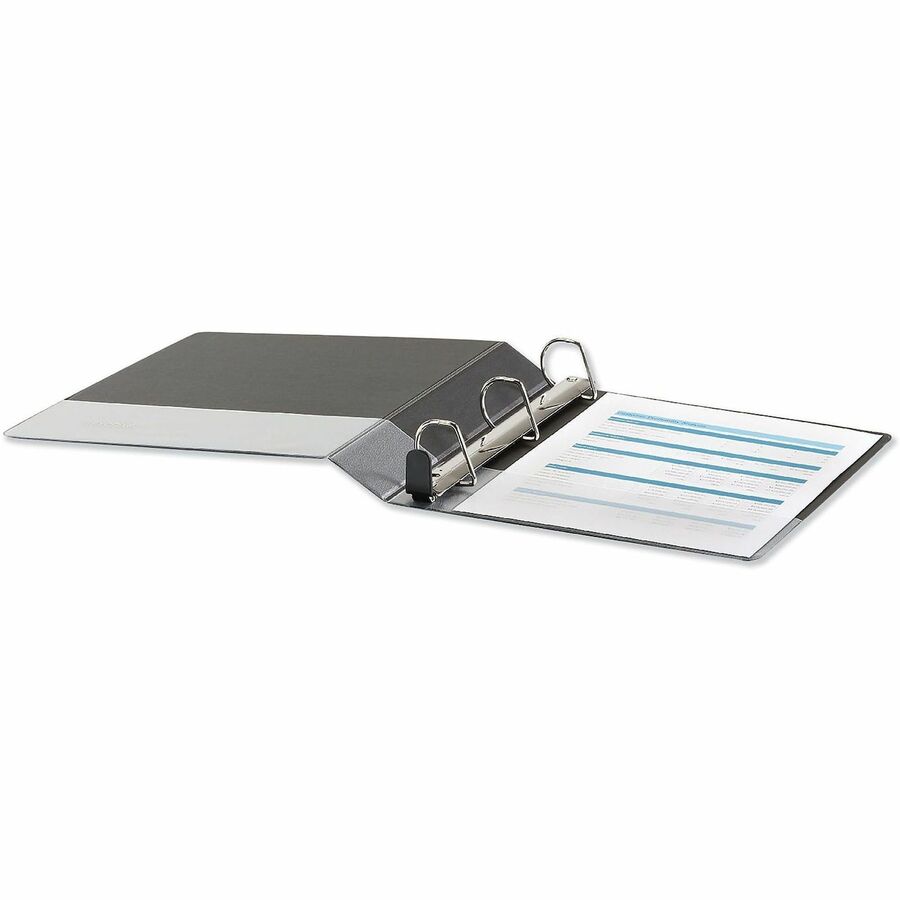 Universal Deluxe Easy-to-Open D-Ring View Binder, 3 Rings, 1.5" Capacity, 11 x 8.5, Black - 1 1/2" Binder Capacity - Letter - 8 1/2" x 11" Sheet Size - 400 Sheet Capacity - 3 Ring(s) - Fastener(s): Ring - Pocket(s): 2, Inside Front & Back - Polypropyle...