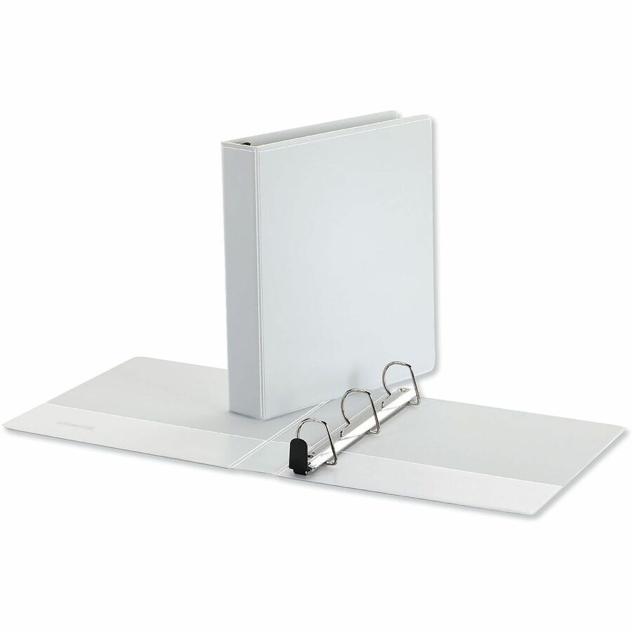 Universal Deluxe Easy-to-Open D-Ring View Binder, 3 Rings, 1.5" Capacity, 11 x 8.5, White - 1 1/2" Binder Capacity - Letter - 8 1/2" x 11" Sheet Size - 400 Sheet Capacity - 3 Ring(s) - Fastener(s): Ring - Pocket(s): 2, Inside Front & Back - Polypropyle...