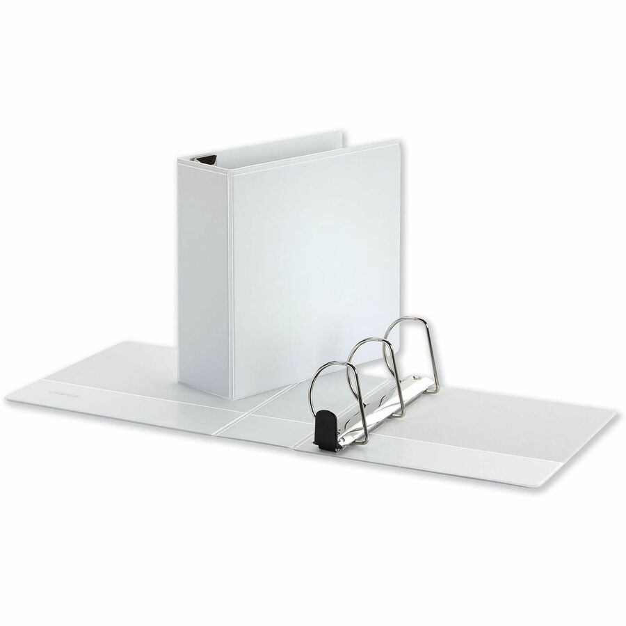 Universal Deluxe Easy-to-Open D-Ring View Binder, 3 Rings, 4" Capacity, 11 x 8.5, White - 4" Binder Capacity - Letter - 8 1/2" x 11" Sheet Size - 880 Sheet Capacity - 3 Ring(s) - Fastener(s): Ring - Pocket(s): 2, Inside Front & Back - Polypropylene - W...