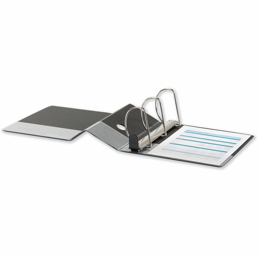 Universal Deluxe Easy-to-Open D-Ring View Binder, 3 Rings, 5" Capacity, 11 x 8.5, Black - 5" Binder Capacity - Letter - 8 1/2" x 11" Sheet Size - 1050 Sheet Capacity - 3 Ring(s) - Fastener(s): Ring - Pocket(s): 2, Inside Front & Back - Polypropylene - ...