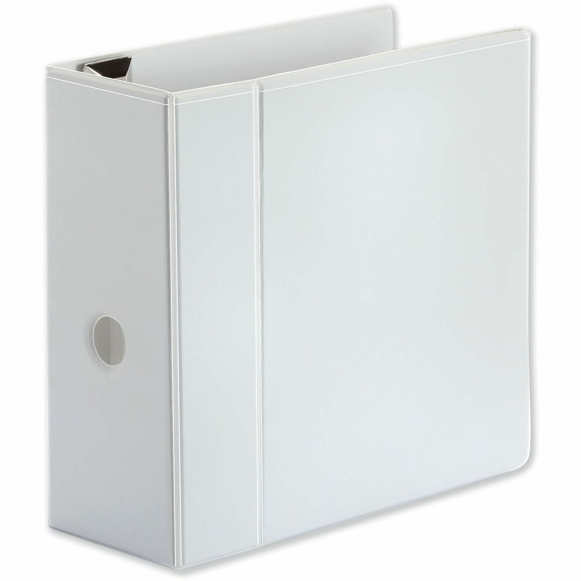 Universal Deluxe Easy-to-Open D-Ring View Binder, 3 Rings, 5" Capacity, 11 x 8.5, White - 5" Binder Capacity - Letter - 8 1/2" x 11" Sheet Size - 1050 Sheet Capacity - 3 Ring(s) - Fastener(s): Ring - Pocket(s): 2, Inside Front & Back - Polypropylene - ...