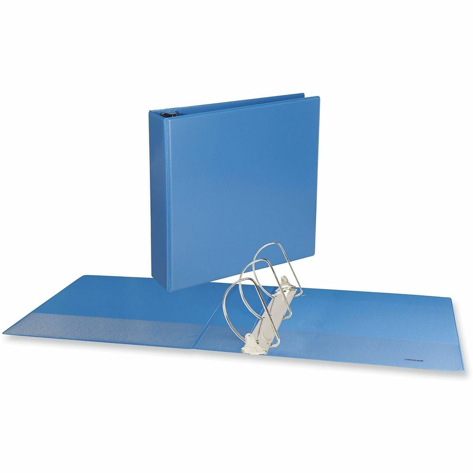 Universal Slant D-Ring View Binder, 3 Rings, 3" Capacity, 11 x 8.5, Light Blue - 3" Binder Capacity - Letter - 8 1/2" x 11" Sheet Size - 600 Sheet Capacity - 3 Ring(s) - Fastener(s): Ring - Pocket(s): 2, Inside Front & Back - Polypropylene - Light Blue...