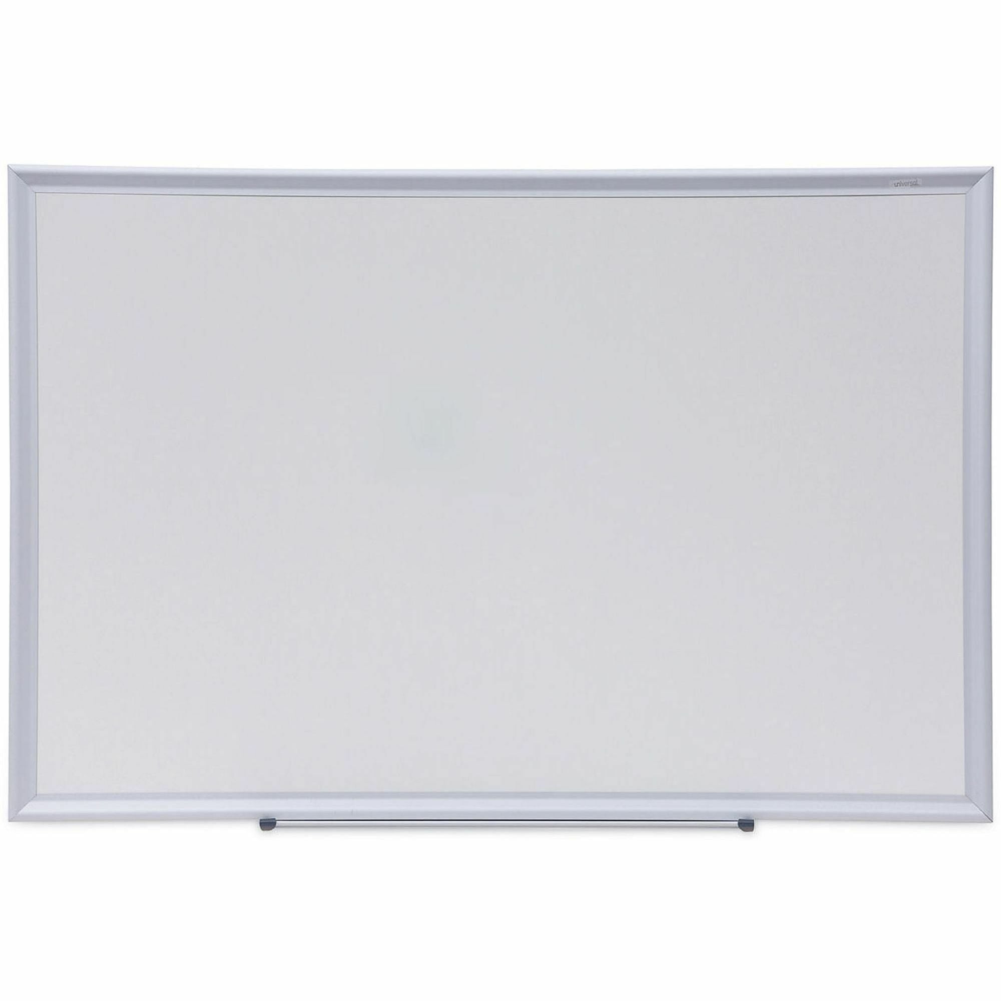 Universal Deluxe Melamine Dry Erase Board, 36" x 24" , White Surface, Satin Aluminum Frame - 36" (3 ft) Width x 24" (2 ft) Height - White Melamine Surface - Satin Aluminum Frame - 1 Each