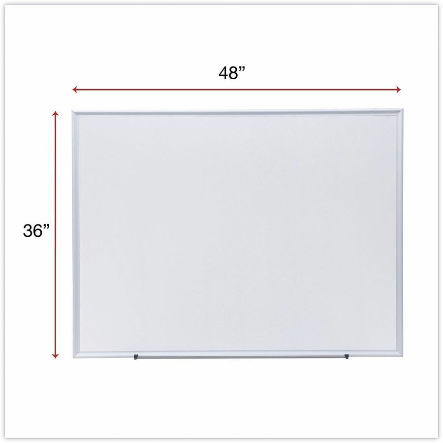 Universal Deluxe Melamine Dry Erase Board, 48" x 36" , White Surface, Satin Aluminum Frame - 48" (4 ft) Width x 36" (3 ft) Height - White Melamine Surface - Satin Aluminum Frame - 1 Each