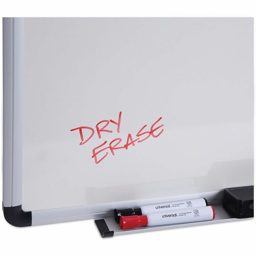 Universal Dry Erase Board - 72" (6 ft) Width x 48" (4 ft) Height - White Melamine Surface - Satin Aluminum Frame - 1 Each