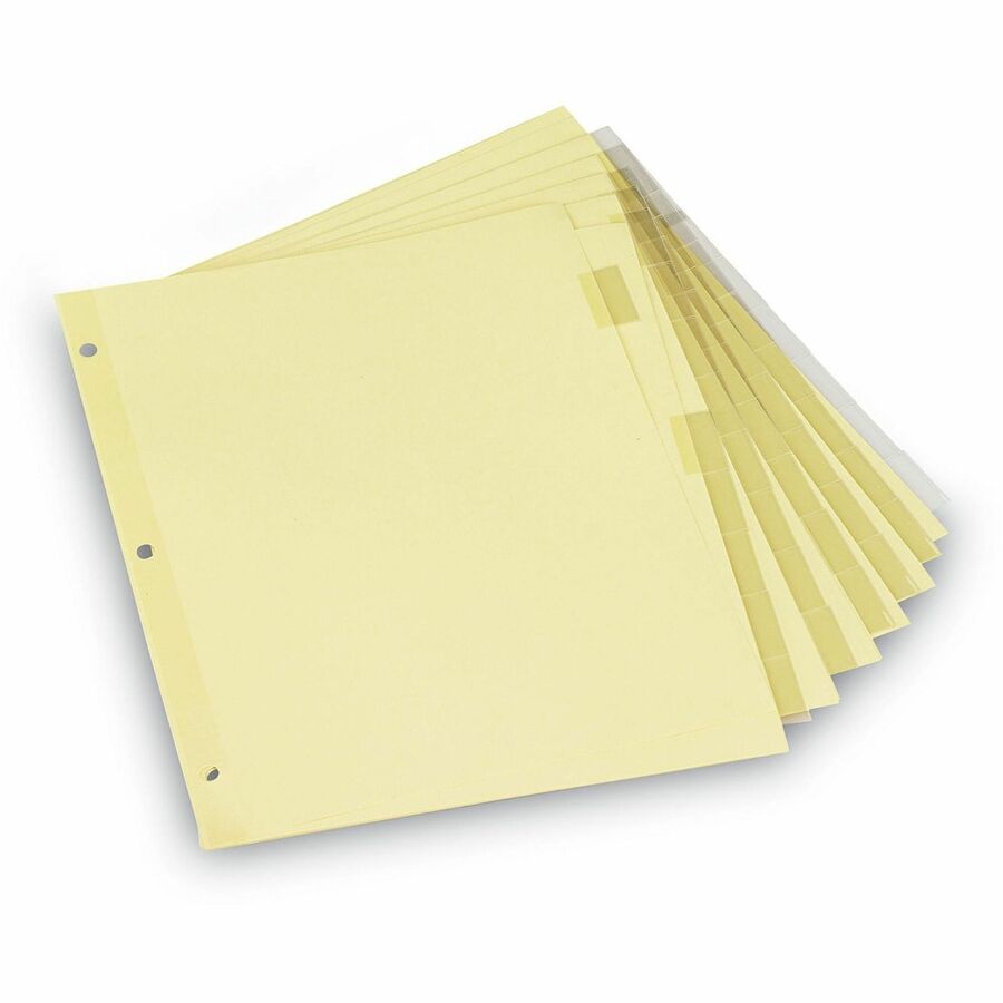 Universal Insertable Tab Index, 8-Tab, 11 x 8.5, Buff, Clear Tabs, 6 Sets - 8 Write-on Side Tab(s) - Letter - 8.50" Width x 11" Length - 3 Hole Punched - Buff Paper Divider - Clear Plastic Tab(s) - Recycled - Customizable, Mylar Reinforced Edge - 6 / Set