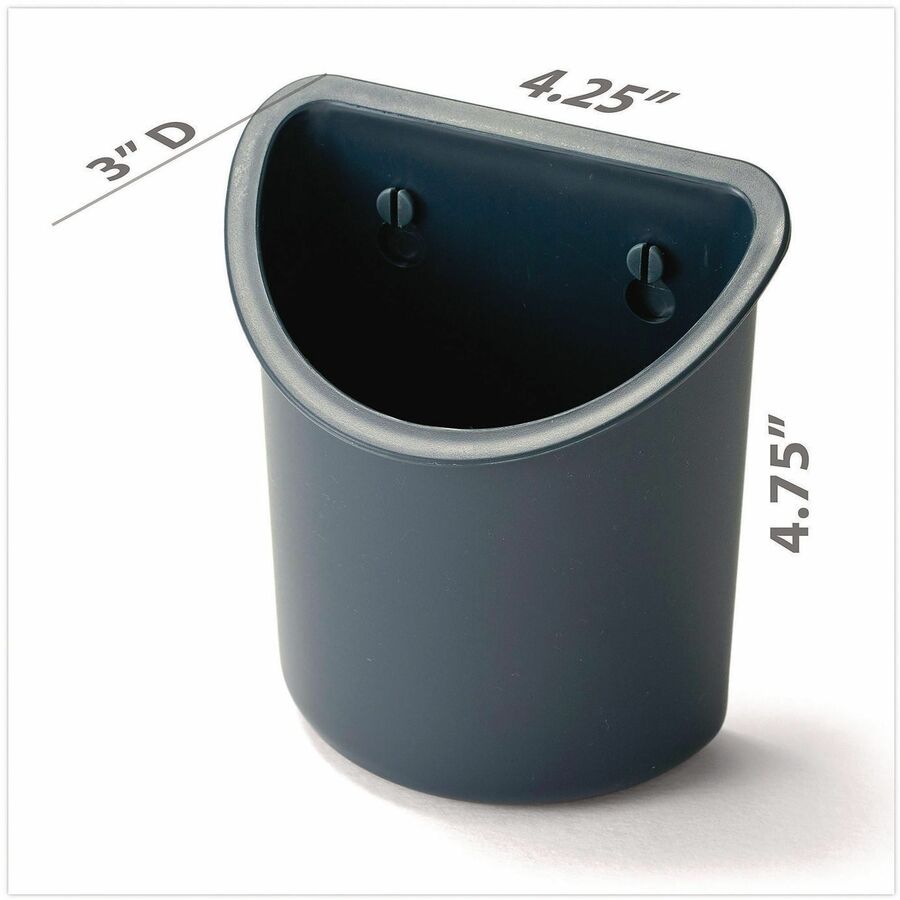 Universal Pen/Pencil Holder - 5" Height x 4.3" Width x 2.5" Depth - Plastic - Charcoal - 1