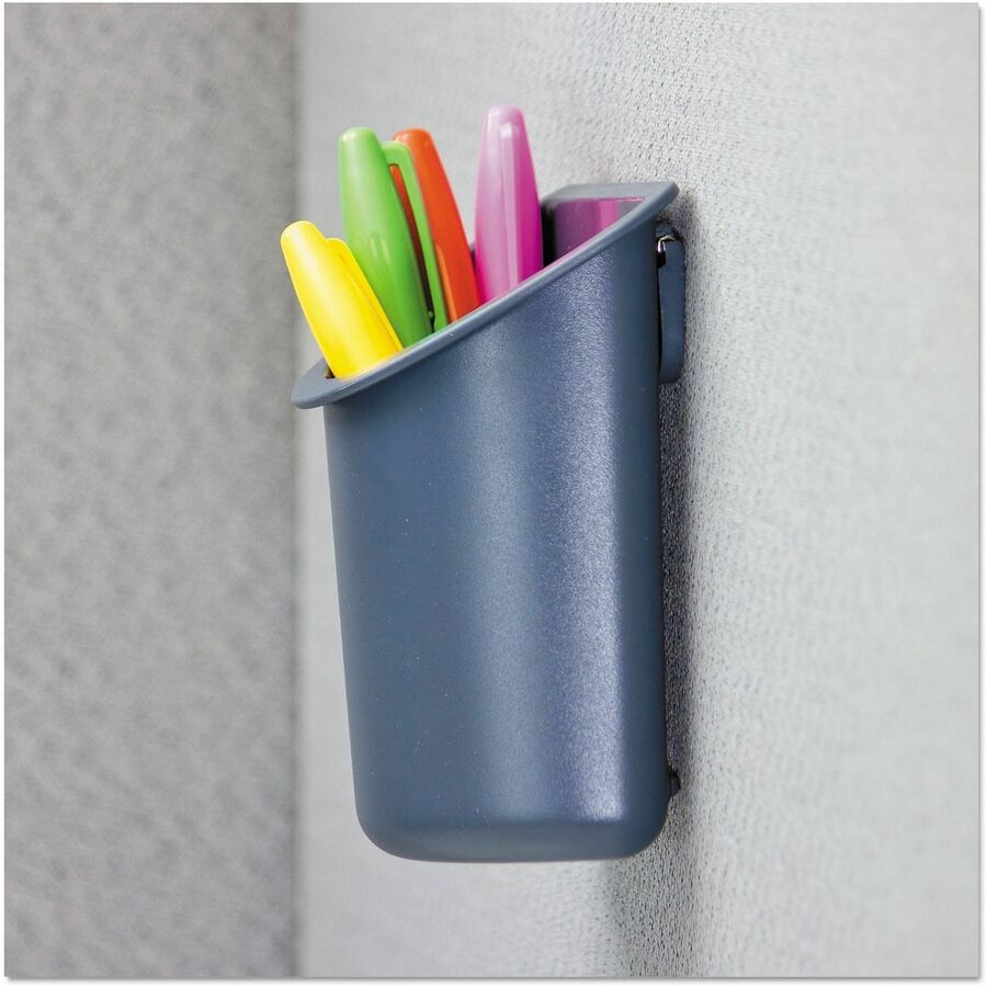 Universal Pen/Pencil Holder - 5" Height x 4.3" Width x 2.5" Depth - Plastic - Charcoal - 1