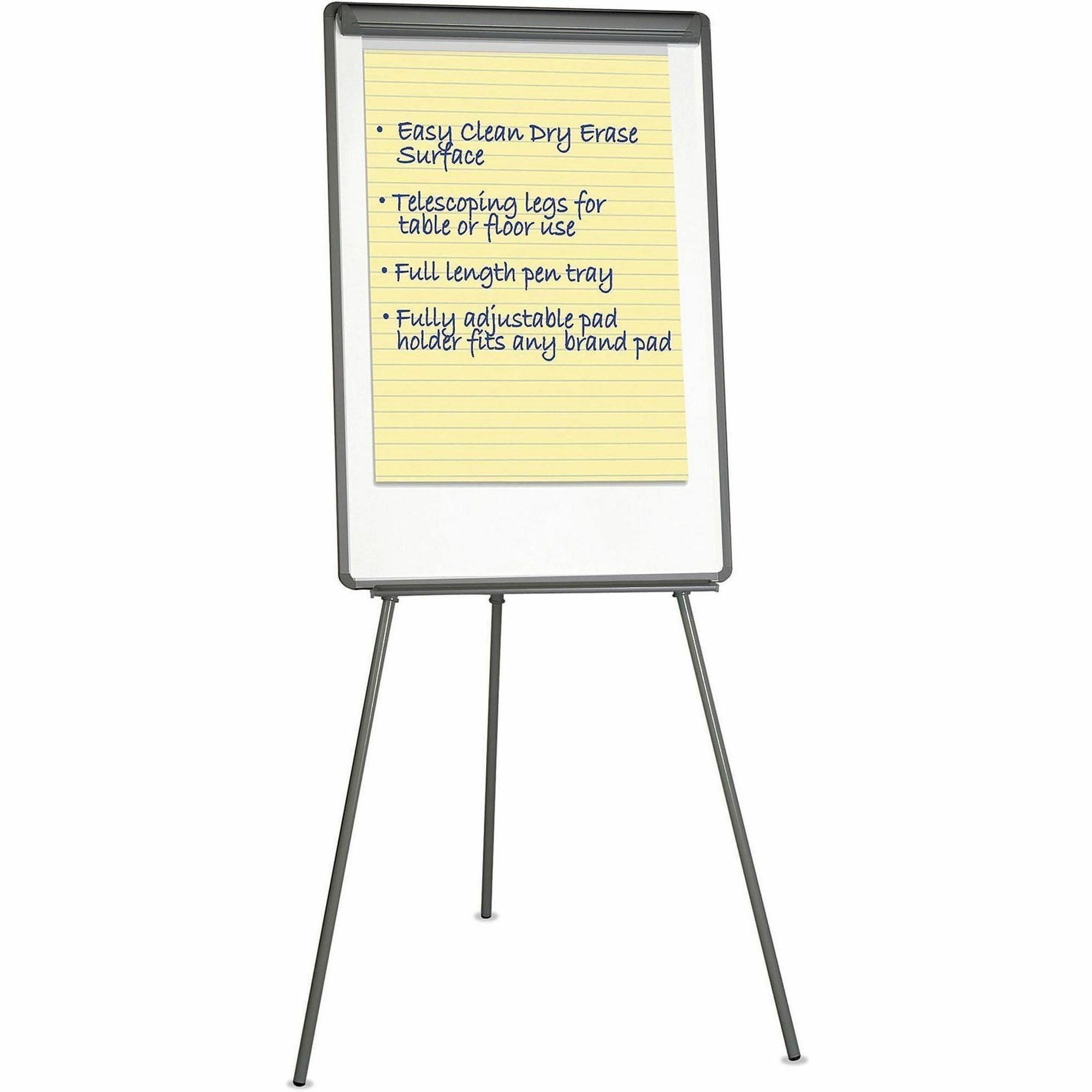 Universal Dry Erase Board with Tripod Easel, 29" x 41" , White Surface - 29" (2.4 ft) Width x 41" (3.4 ft) Height - White Melamine Surface - 1 Each