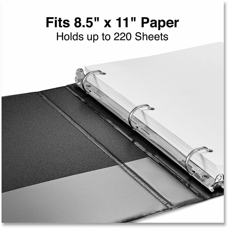 Universal Slant D-Ring View Binder, 3 Rings, 1" Capacity, 11 x 8.5, Black - 1" Binder Capacity - Letter - 8 1/2" x 11" Sheet Size - 220 Sheet Capacity - 3 Ring(s) - Fastener(s): Ring - Pocket(s): 2, Inside Front & Back - Polypropylene - Black - Non-sti...