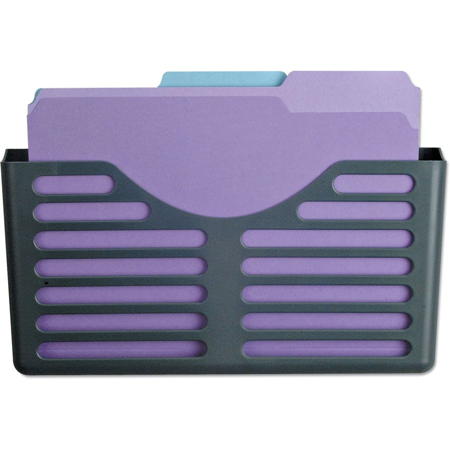 Universal File Pocket - 1 Compartment(s) - 7" Height x 13.50" Width x 3" Depth - Charcoal - Plastic - 1 Each