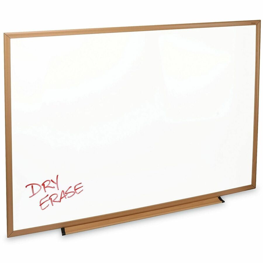 Universal Dry Erase Board - 48" (4 ft) Width x 36" (3 ft) Height - White Melamine Surface - Oak Medium Density Fiber (MDF) Frame - 1 Each