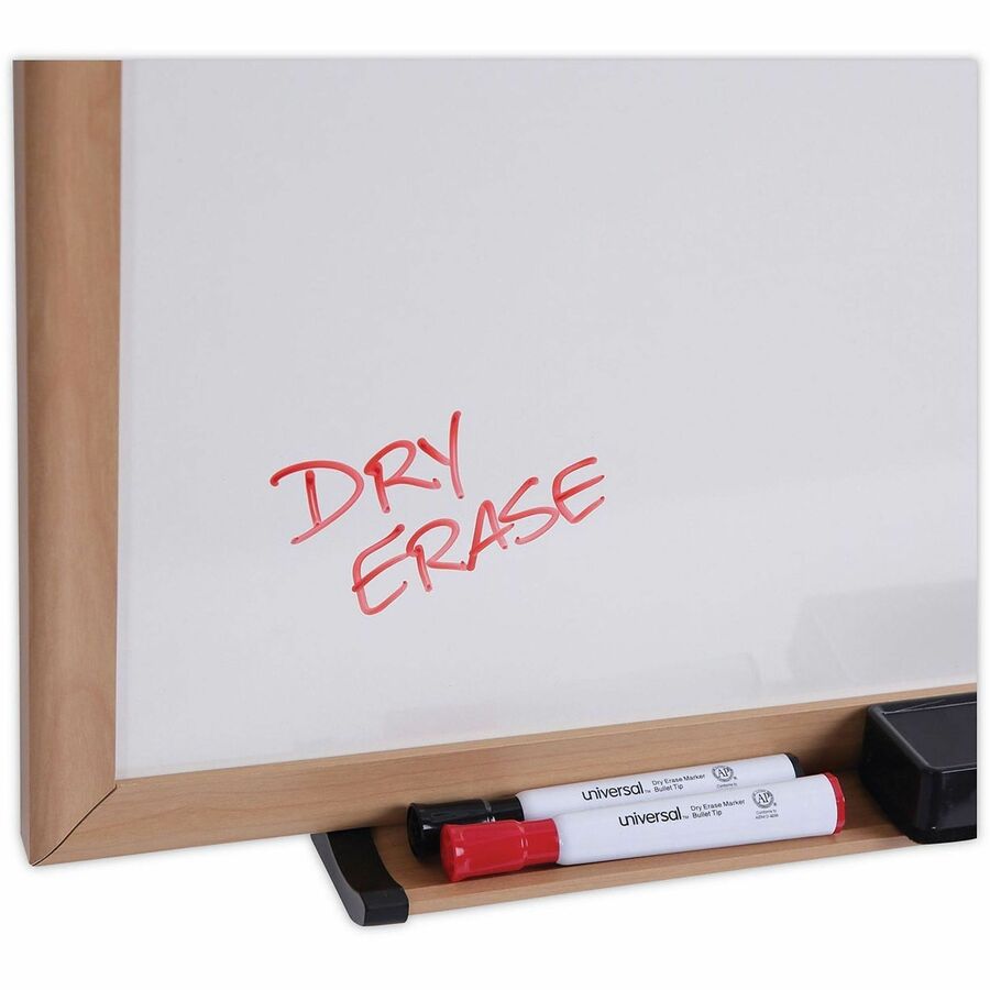 Universal Dry Erase Board - 36" (3 ft) Width x 24" (2 ft) Height - White Melamine Surface - Oak Medium Density Fiber (MDF) Frame - 1 Each