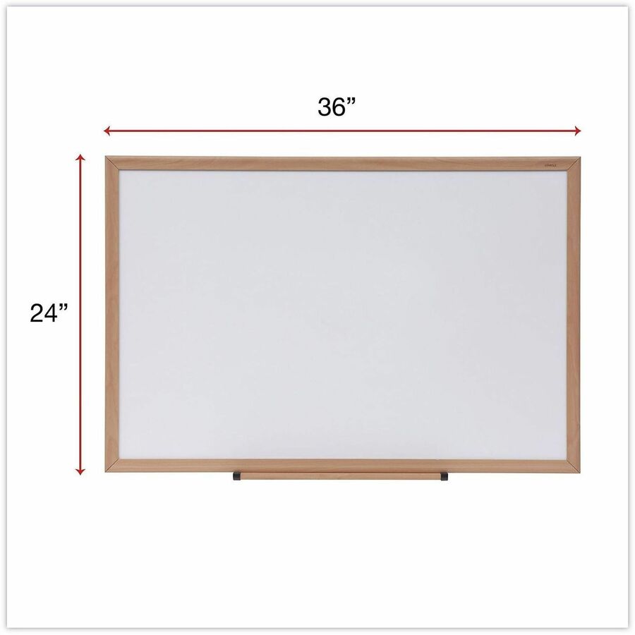 Universal Dry Erase Board - 36" (3 ft) Width x 24" (2 ft) Height - White Melamine Surface - Oak Medium Density Fiber (MDF) Frame - 1 Each