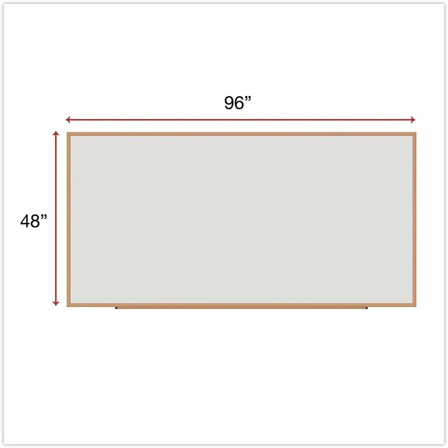 Universal Dry Erase Board - 96" (8 ft) Width x 48" (4 ft) Height - White Melamine Surface - Oak Medium Density Fiber (MDF) Frame - 1 Each