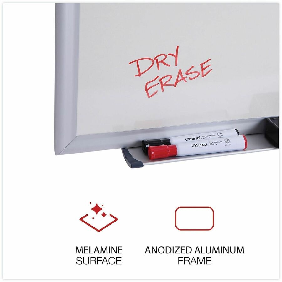 Universal Dry Erase Board - 60" (5 ft) Width x 36" (3 ft) Height - White Melamine Surface - Anodized Aluminum Frame - 1 Each