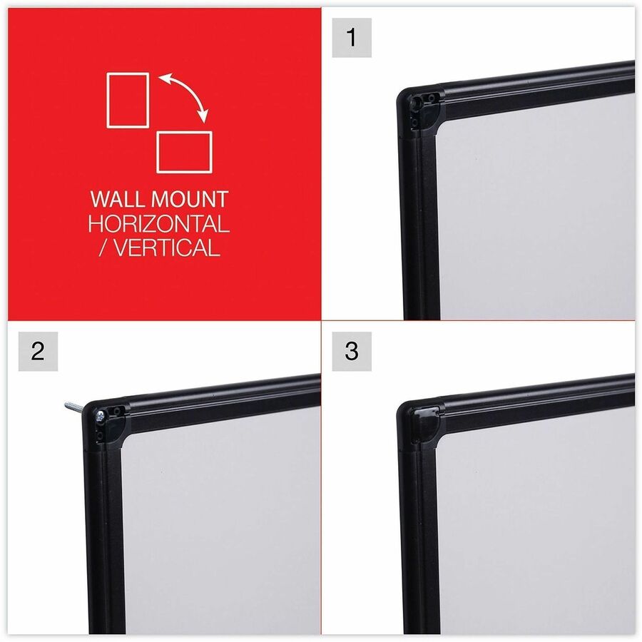 Universal Dry Erase Board - 48" (4 ft) Width x 36" (3 ft) Height - White Melamine Surface - Black Anodized Aluminum Frame - 1 Each