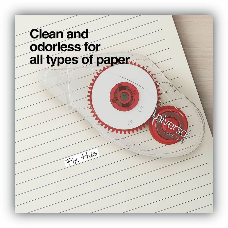 Universal Double-sided Adhesive Tape Roller, 0.31" x 32.8 ft, Dries Clear, 2/Pack - 10.93 yd Length x 0.31" Width - Clear - Cardboard, Paper - 2 / Pack